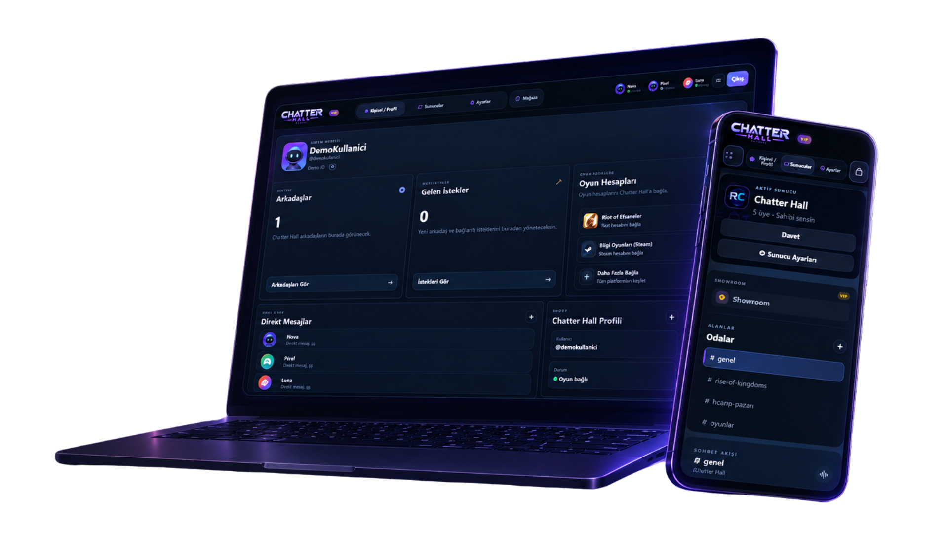 Chatter Hall laptop ve mobil uygulama